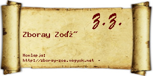 Zboray Zoé névjegykártya